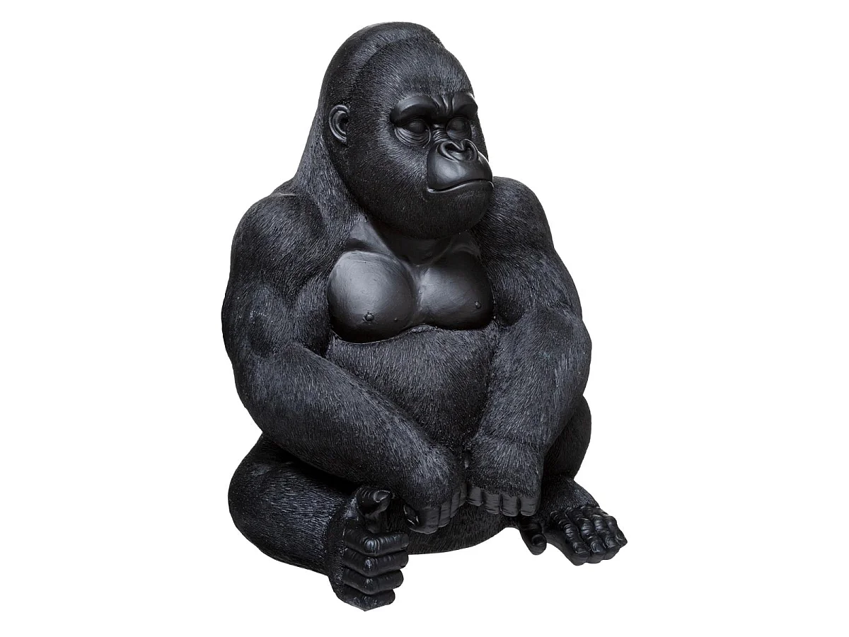 Statue Déco "Gorille Assis" 46cm Noir