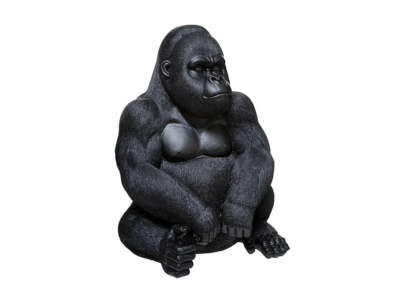 Statue Déco "Gorille Assis" 46cm Noir