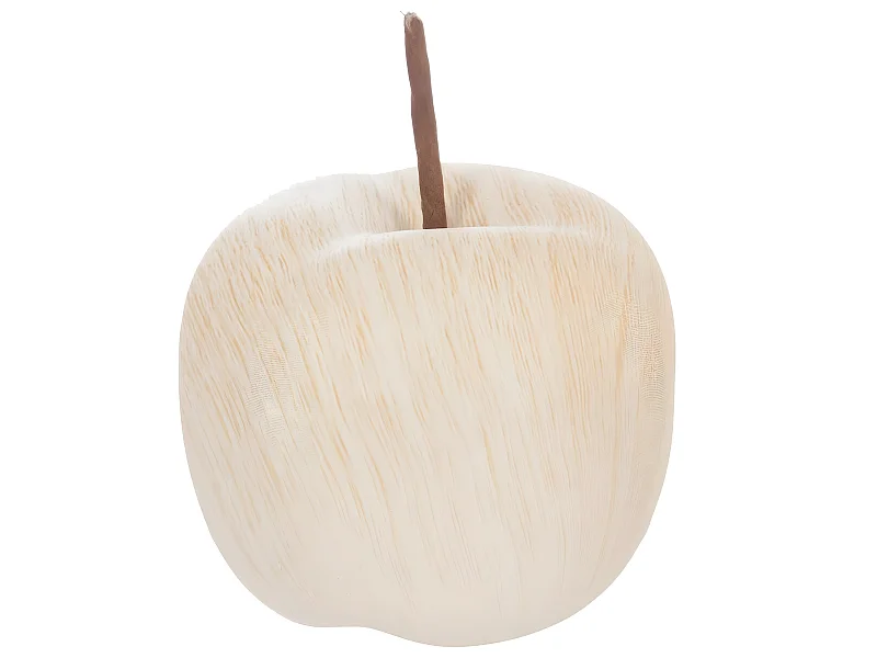 Pomme en Céramique Effet "Bois" 9cm Beige