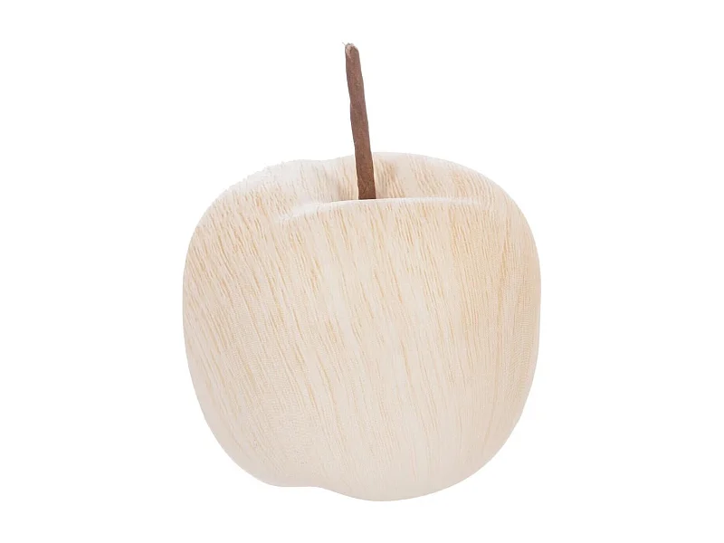 Pomme en Céramique Effet "Bois" 9cm Beige