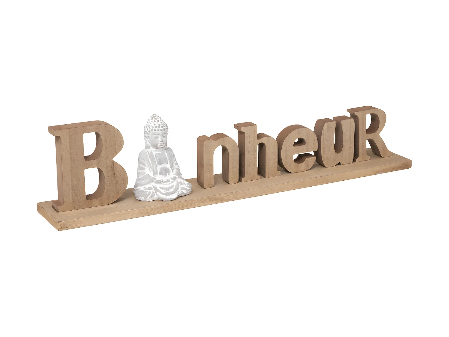 Mot Déco à Poser "Bouddha" 52cm Beige & Blanc