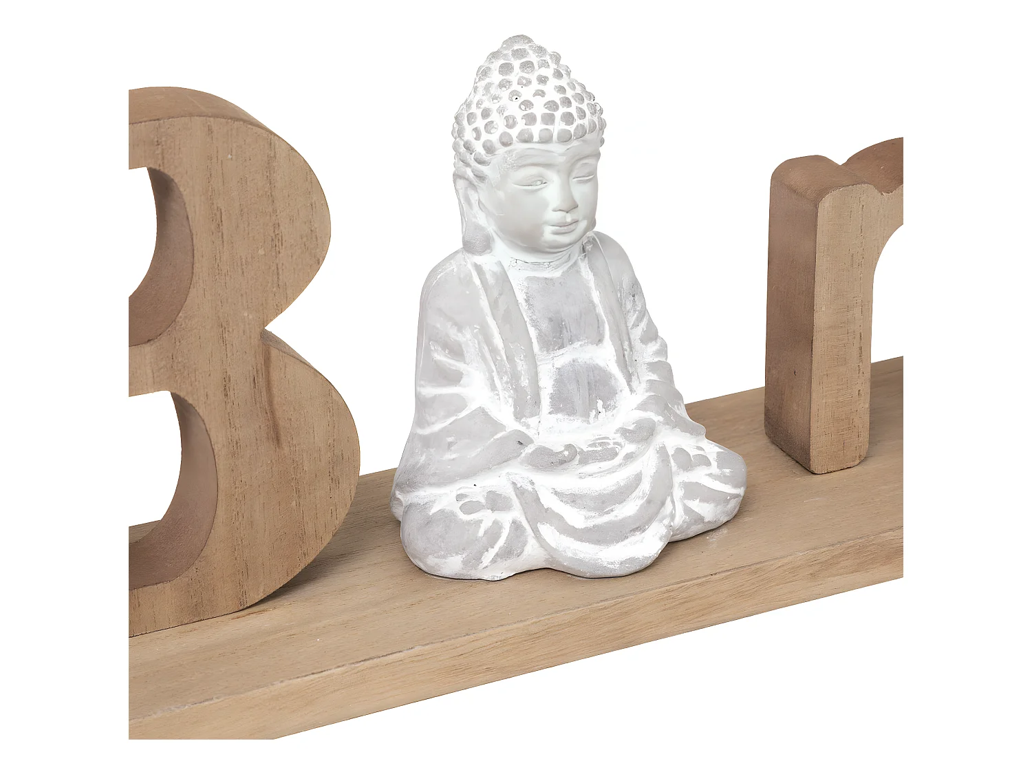 Mot Déco à Poser "Bouddha" 52cm Beige & Blanc
