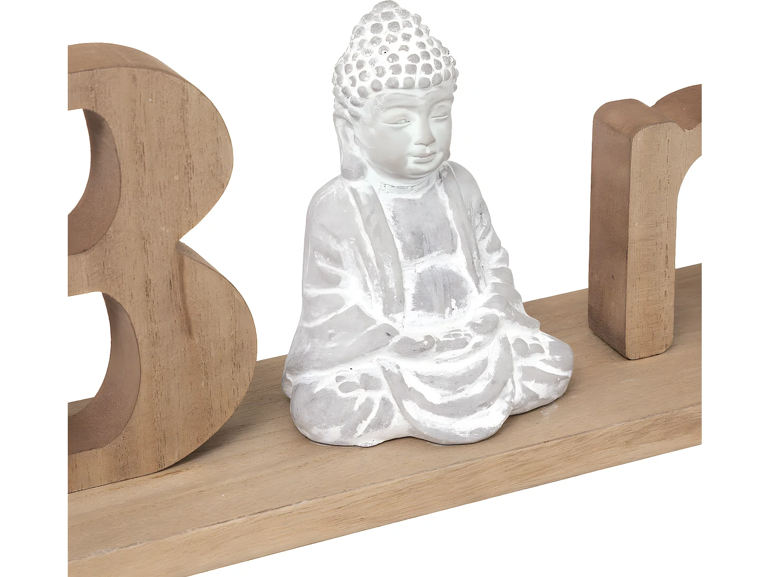 Mot Déco à Poser "Bouddha" 52cm Beige & Blanc