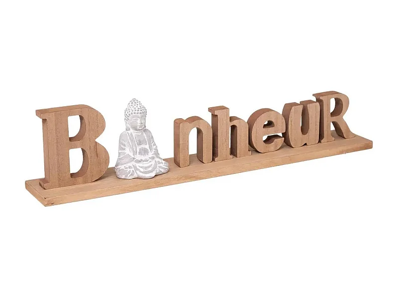 Mot Déco à Poser "Bouddha" 52cm Beige & Blanc