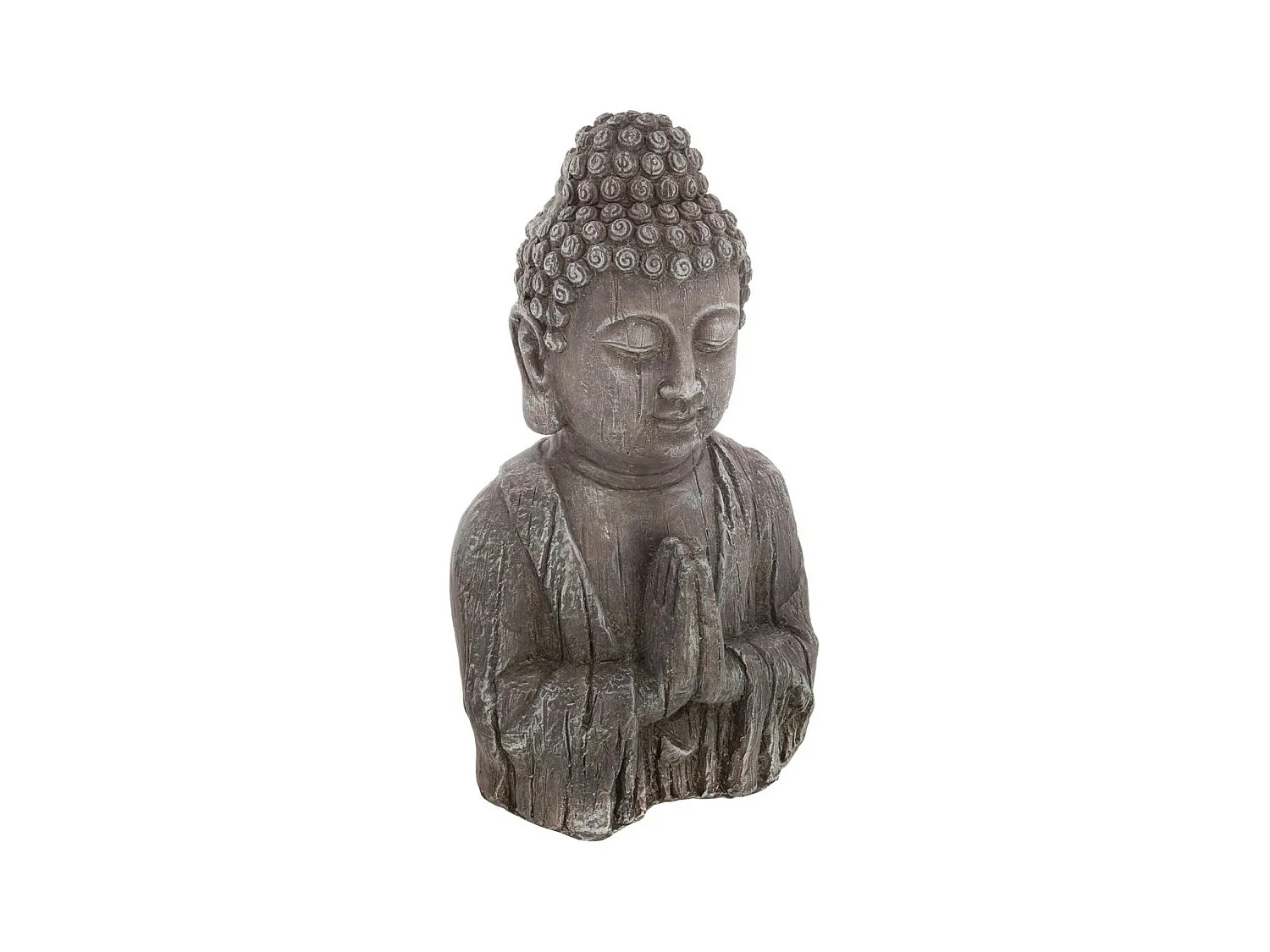 Statuette de Bouddha "Effet Bois" 49cm Gris