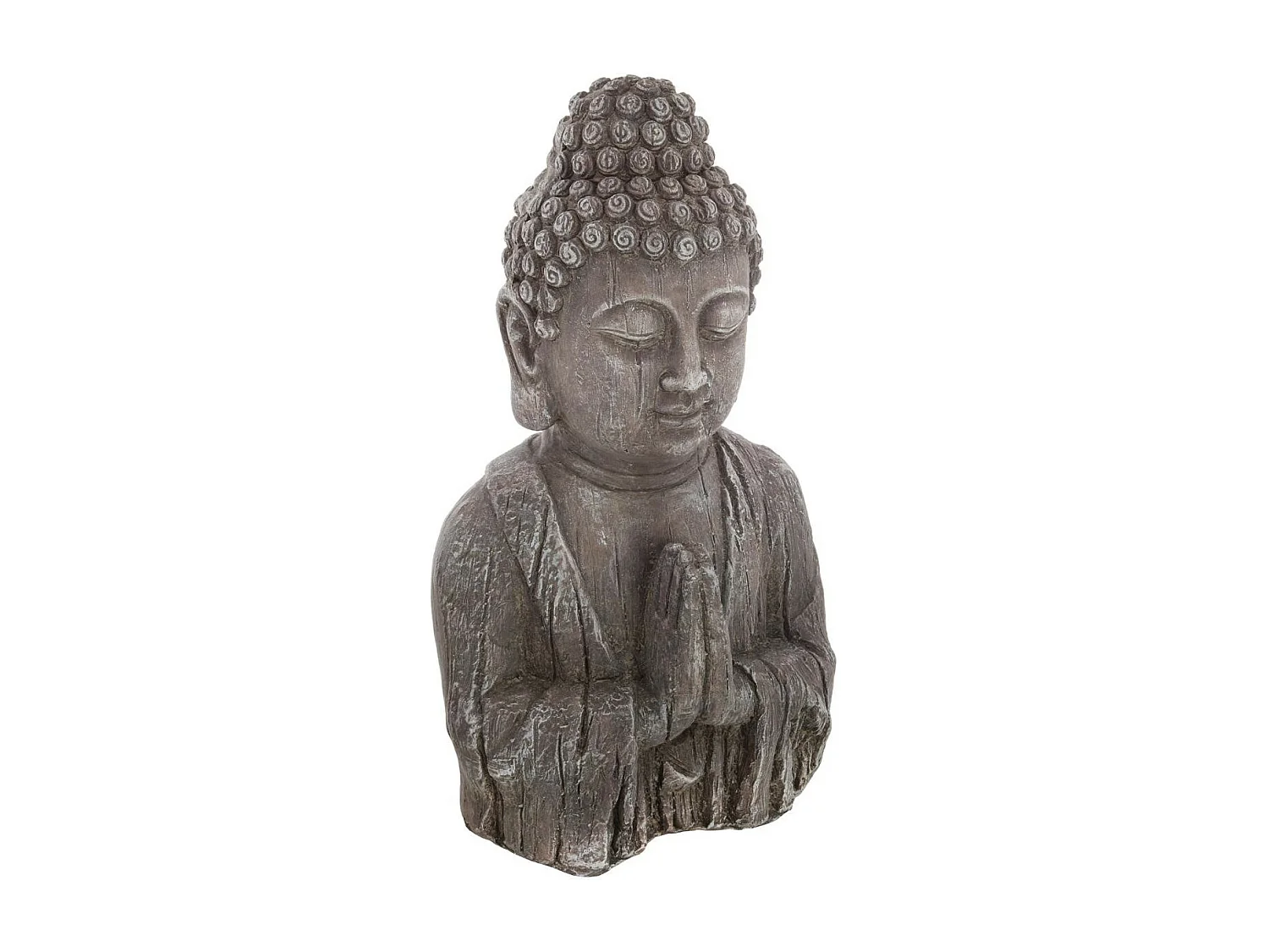 Statuette de Bouddha "Effet Bois" 49cm Gris
