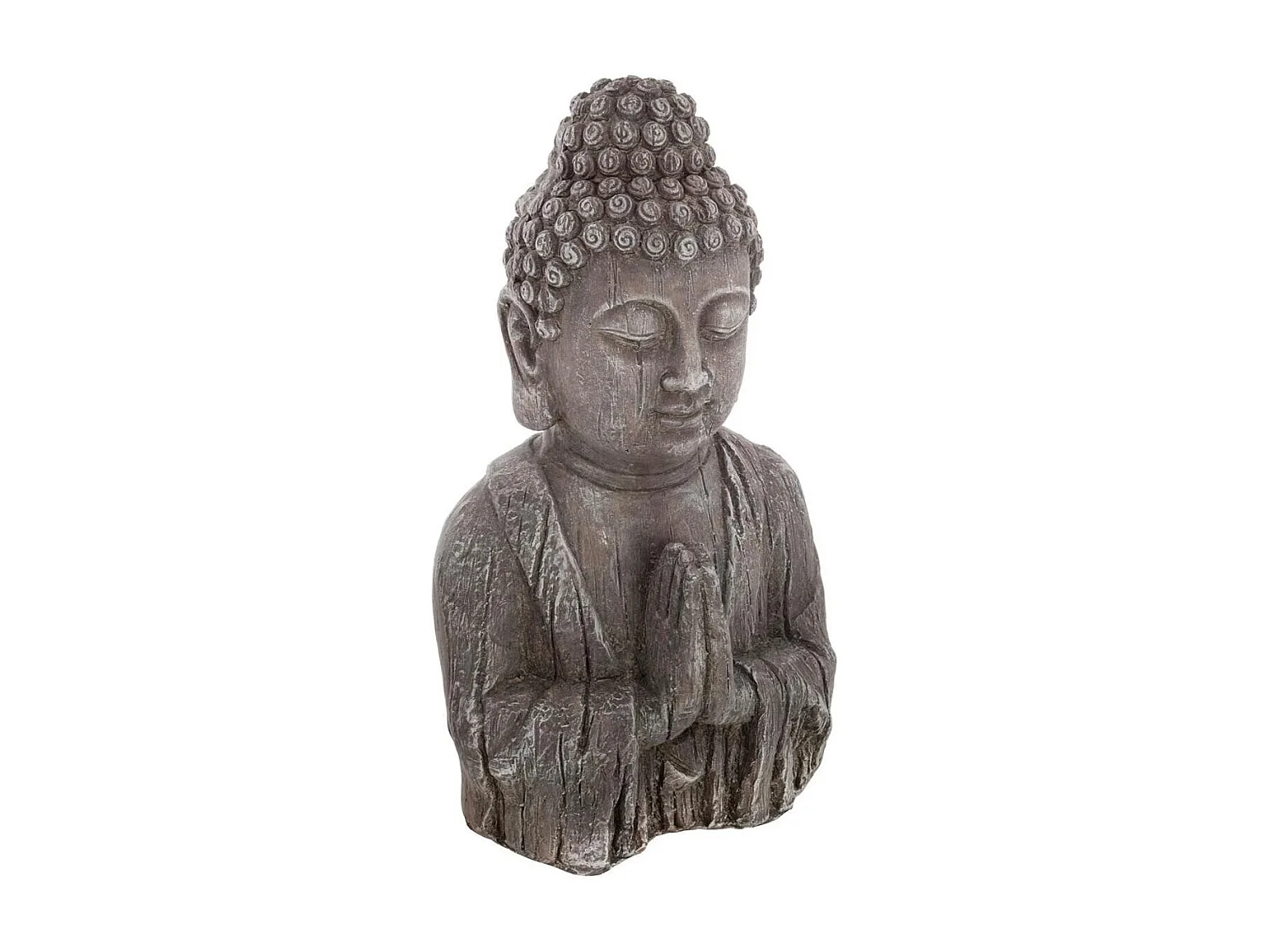 Statuette de Bouddha "Effet Bois" 49cm Gris