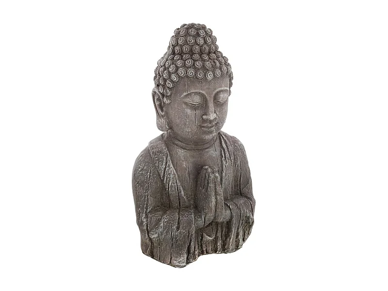 Statuette de Bouddha "Effet Bois" 49cm Gris