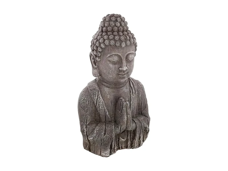 Statuette de Bouddha "Effet Bois" 49cm Gris