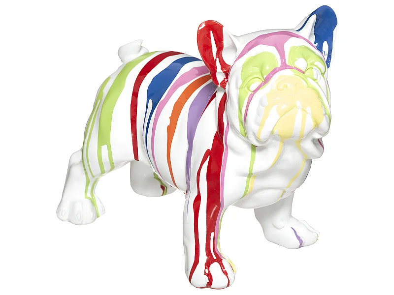 Statuette Déco "Chien Peint" 34cm Blanc