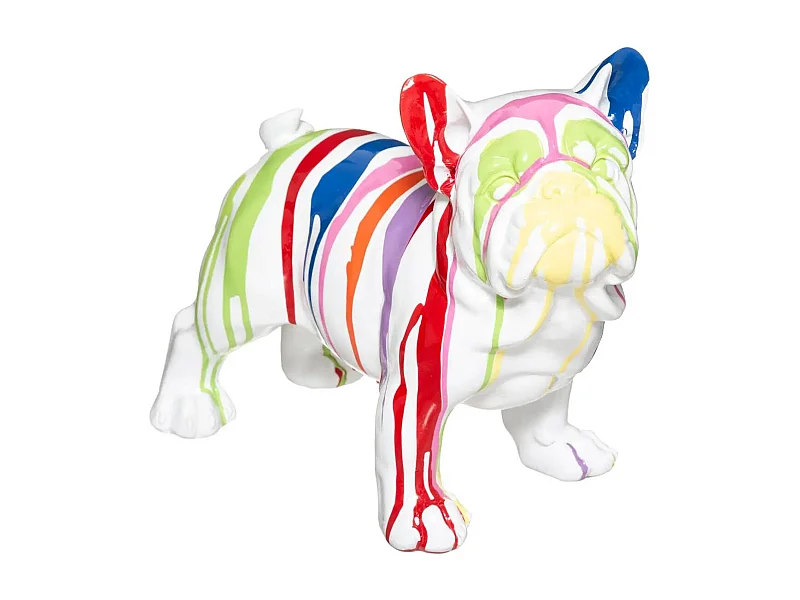 Statuette Déco "Chien Peint" 34cm Blanc