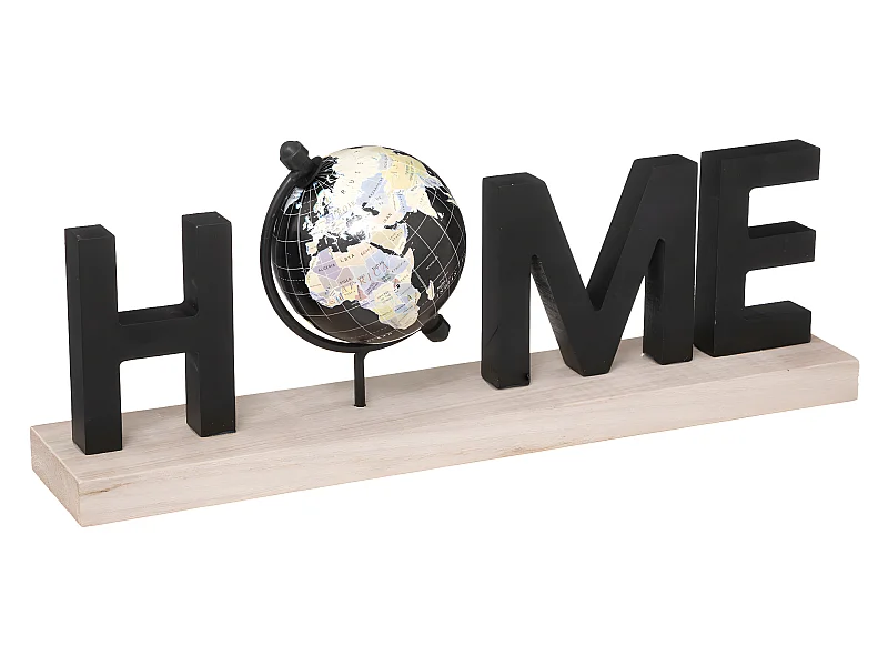 Mot Déco à Poser "Home Globe" 36cm Noir