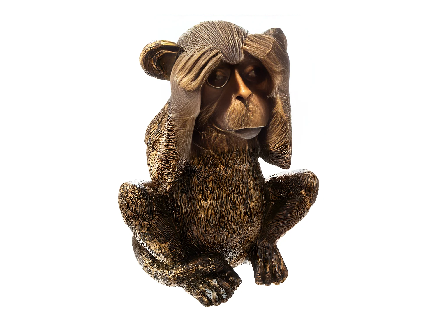 Lot de 3 Statuettes Déco "Singe Sagesse" 17cm Or