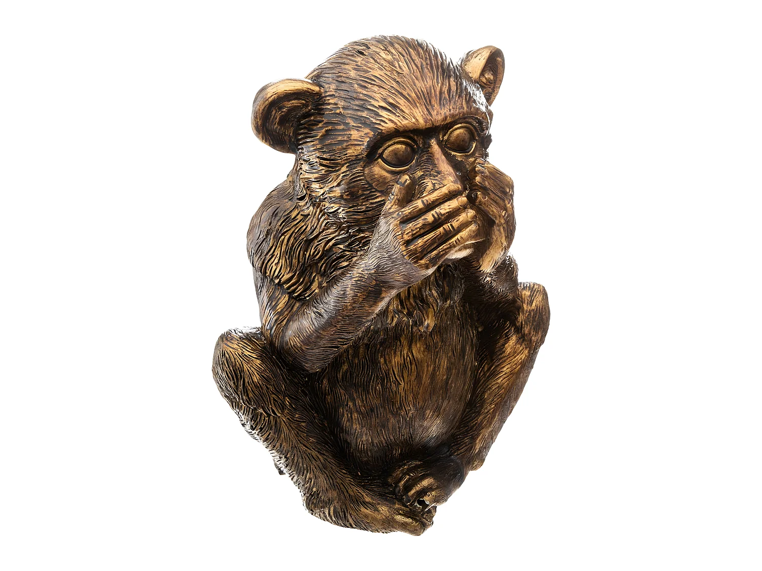 Lot de 3 Statuettes Déco "Singe Sagesse" 17cm Or