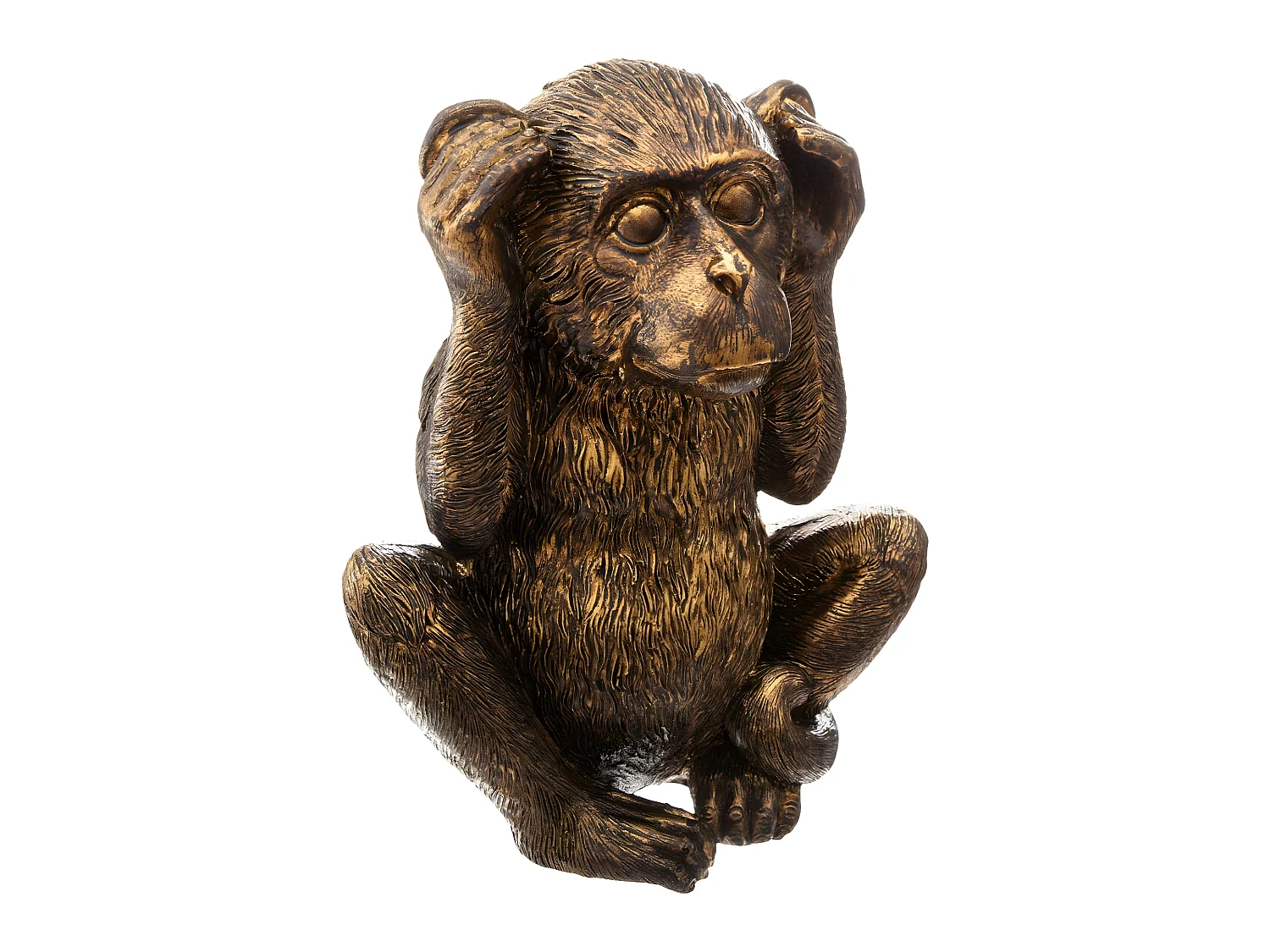 Lot de 3 Statuettes Déco "Singe Sagesse" 17cm Or