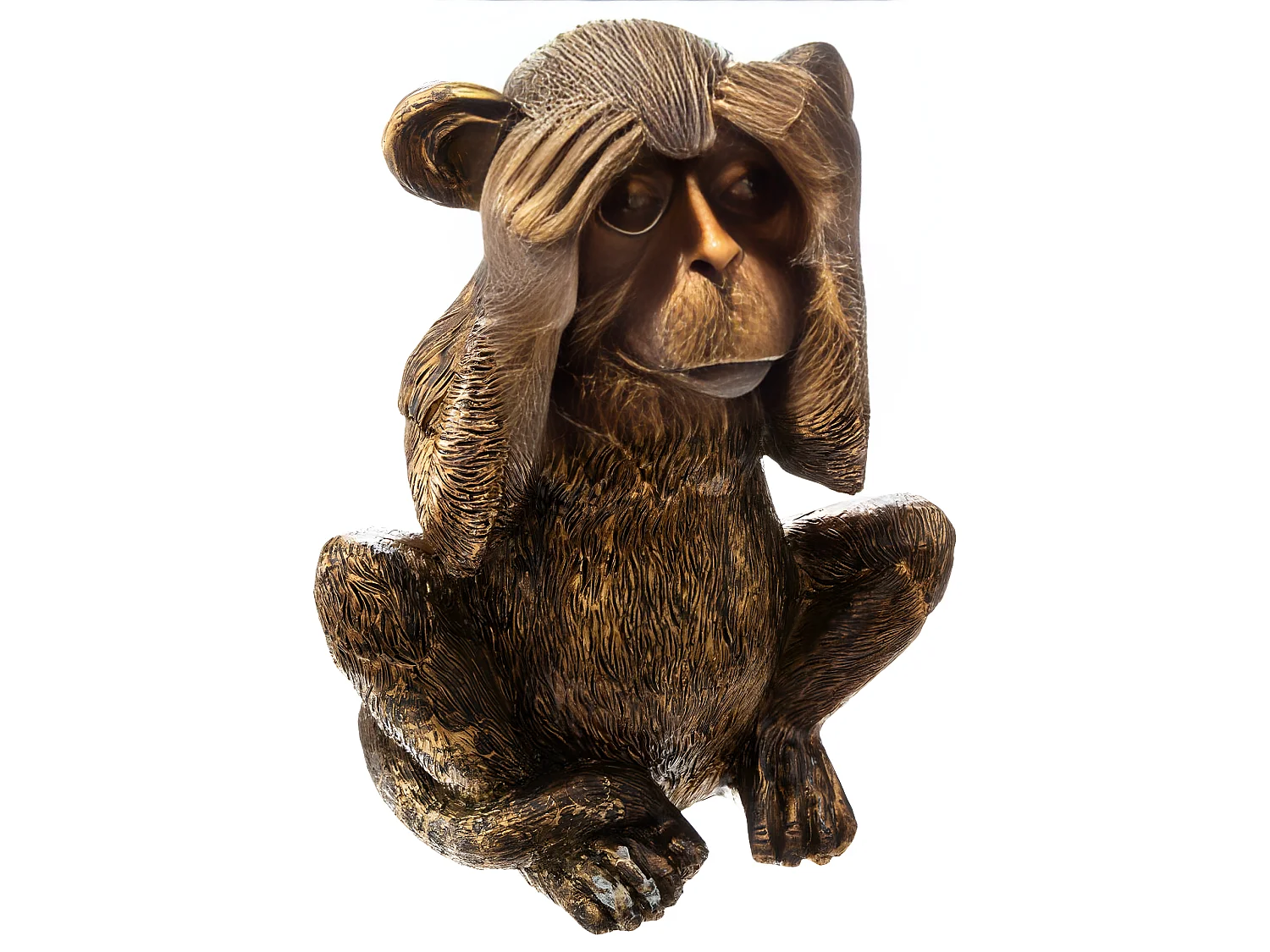 Lot de 3 Statuettes Déco "Singe Sagesse" 17cm Or