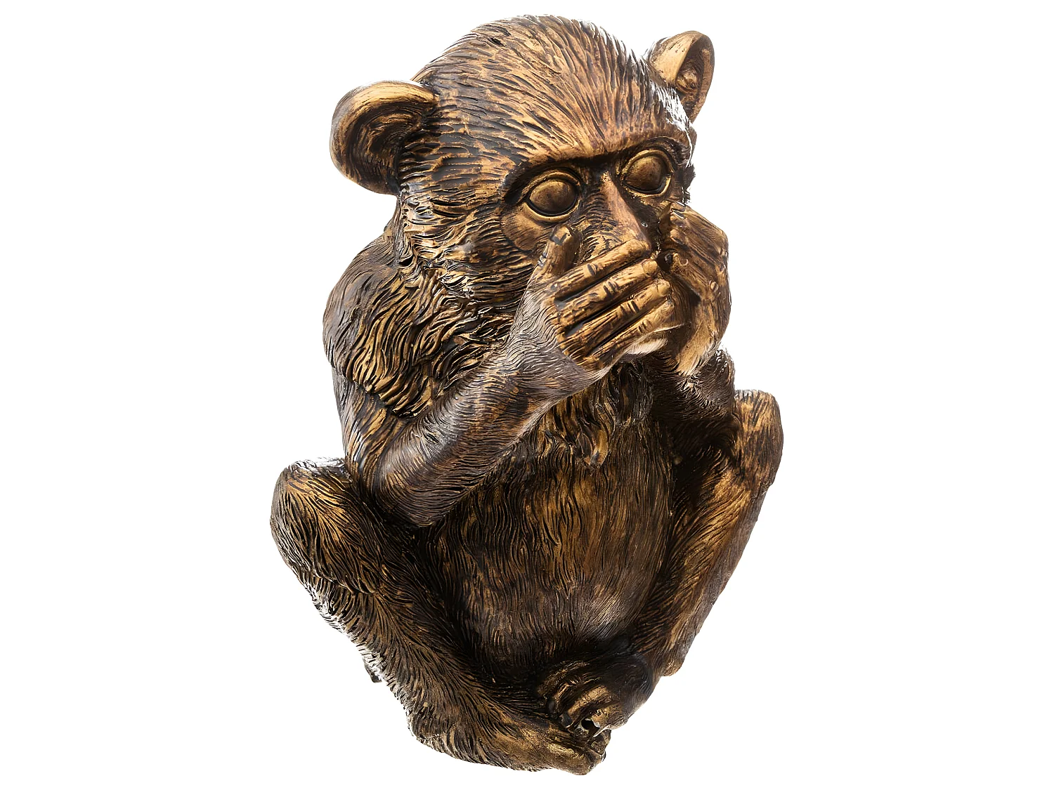 Lot de 3 Statuettes Déco "Singe Sagesse" 17cm Or