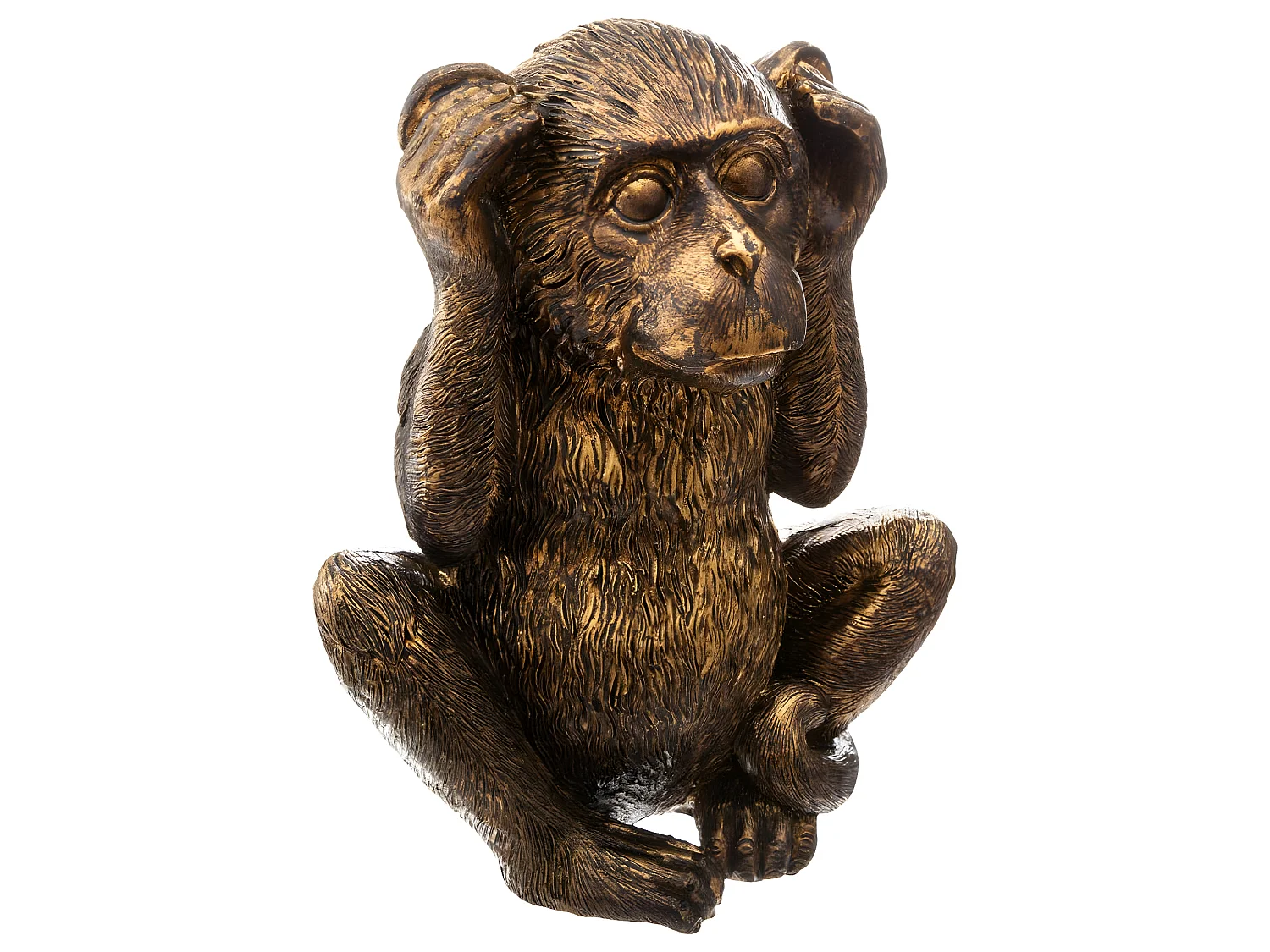 Lot de 3 Statuettes Déco "Singe Sagesse" 17cm Or