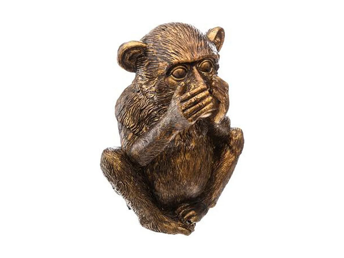 Lot de 3 Statuettes Déco "Singe Sagesse" 17cm Or