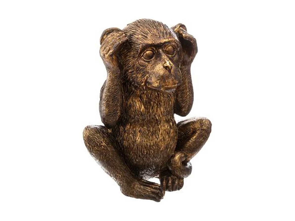 Lot de 3 Statuettes Déco "Singe Sagesse" 17cm Or
