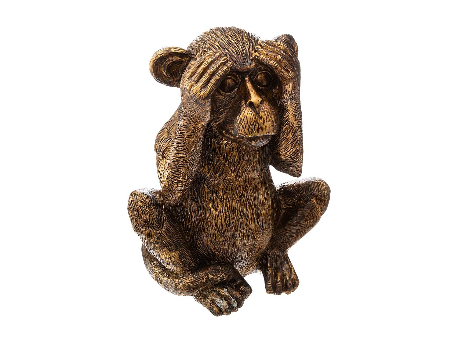 Lot de 3 Statuettes Déco "Singe Sagesse" 17cm Or
