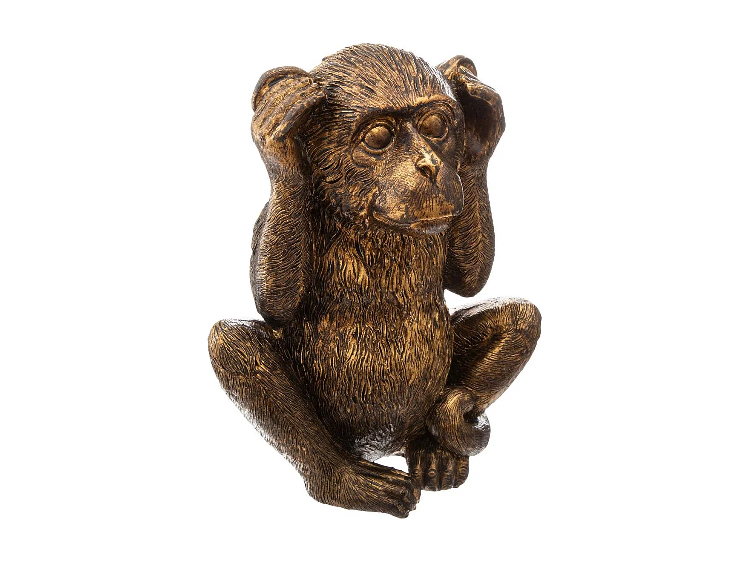 Lot de 3 Statuettes Déco "Singe Sagesse" 17cm Or