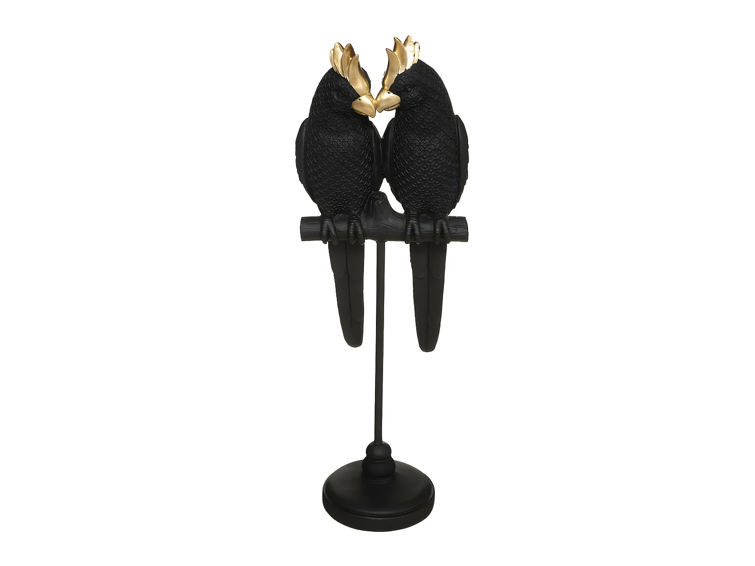 Objet décoratif Couple d'Oiseaux sur perchoir en résine H 35 cm