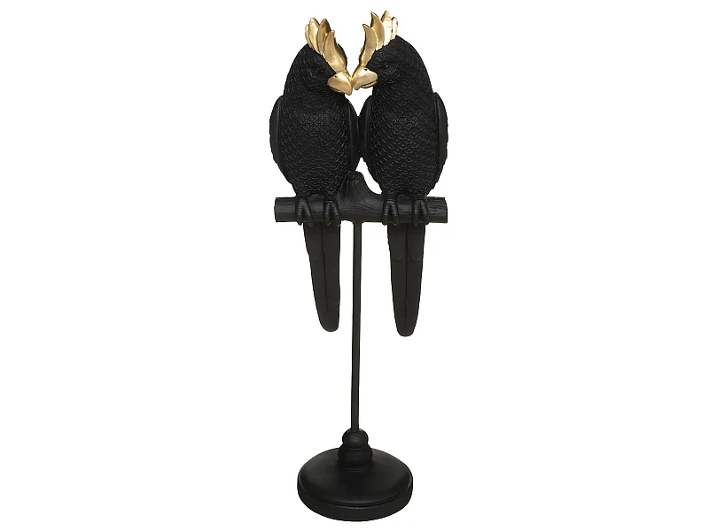 Statuette Déco Couple Oiseaux "Suite" 35cm Noir