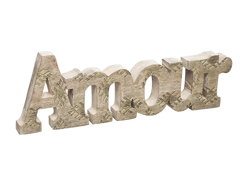 Mot à Poser Déco en Bois "Amour" 30cm Beige