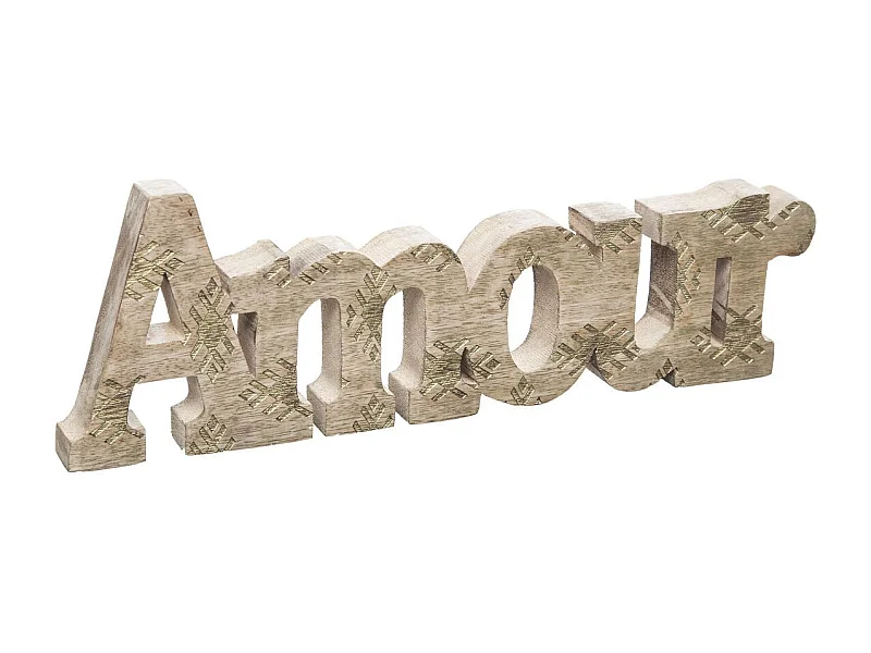 Mot à Poser Déco en Bois "Amour" 30cm Beige