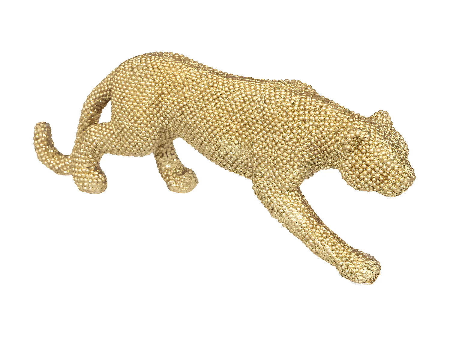 Objet déco Panthère en résine dorée pailletée L 28.5 cm