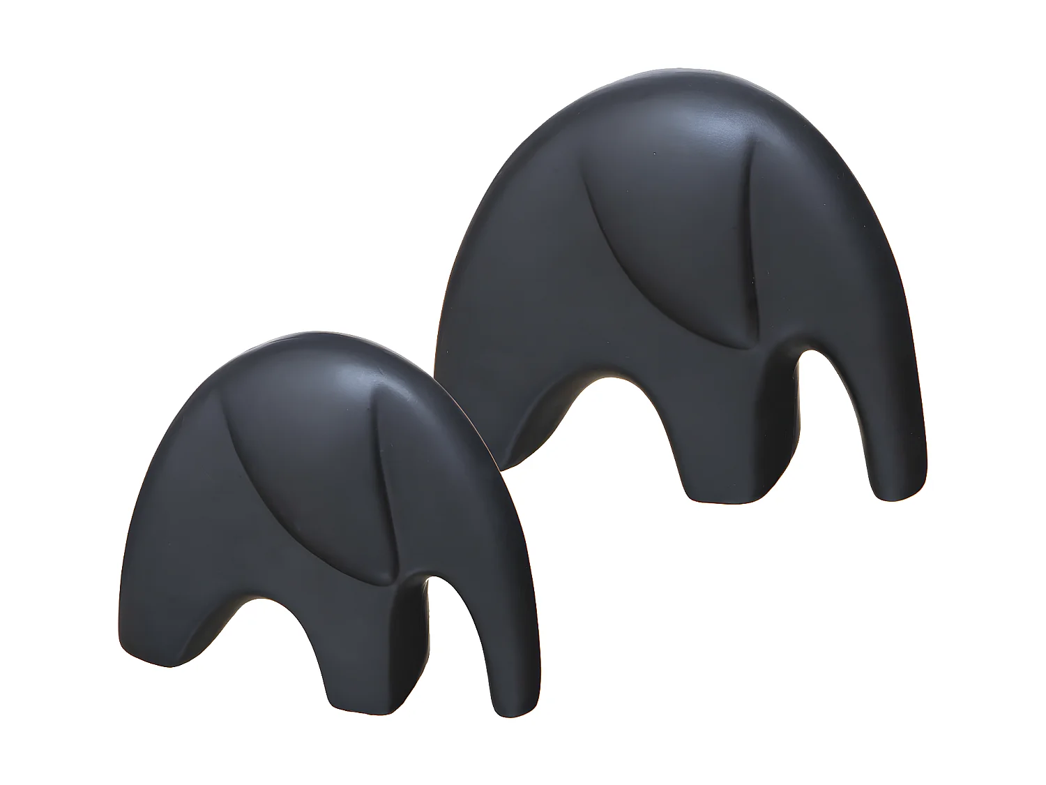 Lot de 2 Statuettes Déco "Éléphant" 18cm Noir