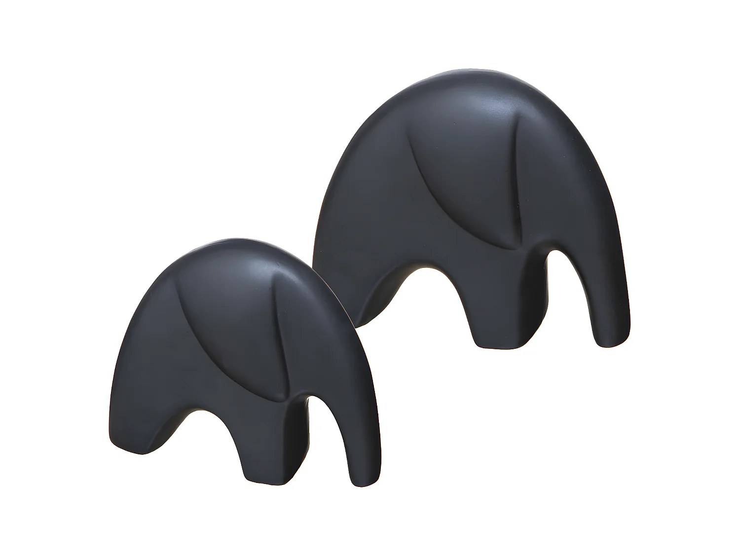 Lot de 2 Statuettes Déco "Éléphant" 18cm Noir