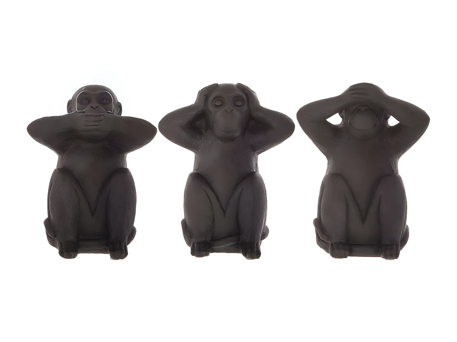 Lot de 3 Statues Singes "Sagesse" 24cm Noir