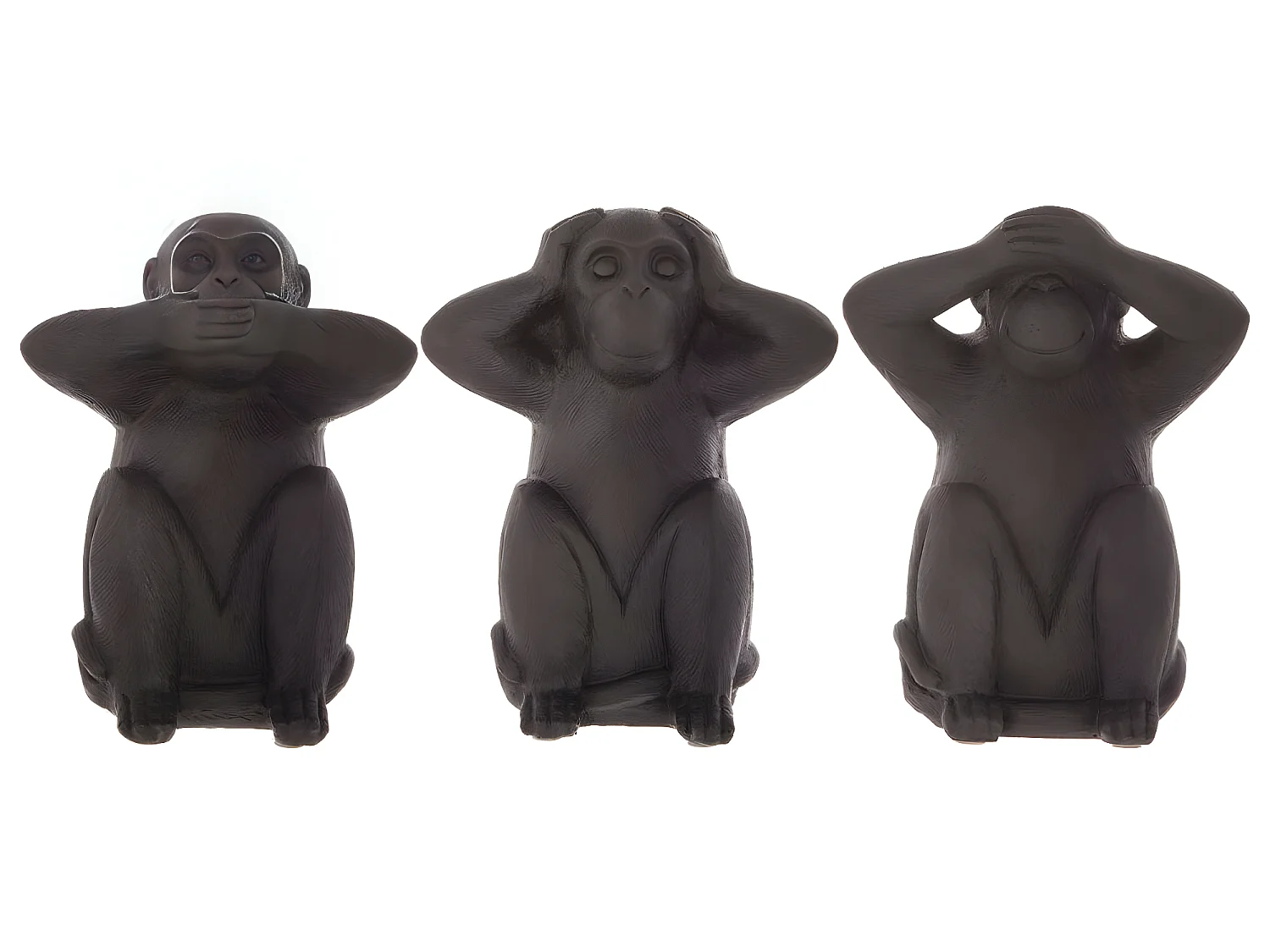 Lot de 3 Statues Singes "Sagesse" 24cm Noir