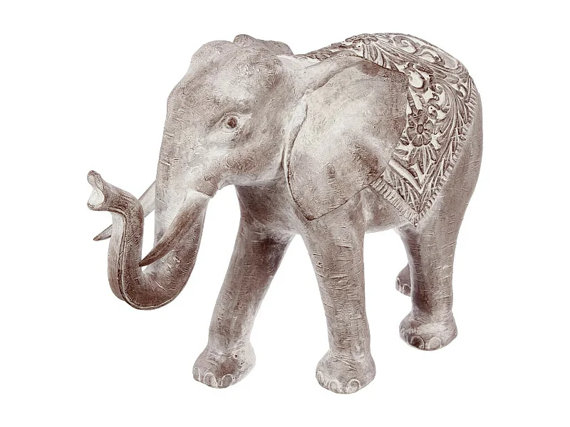 Statuette Déco "Éléphant Résine" 46cm Gris