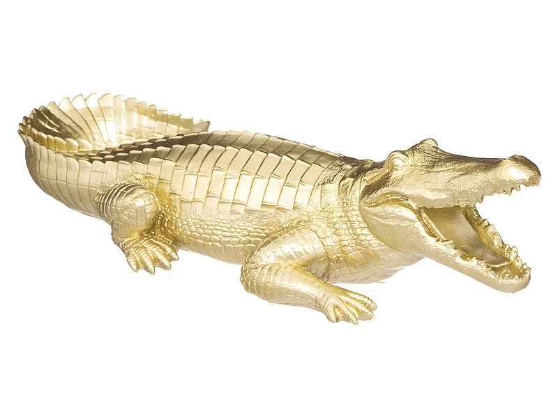 Statuette Déco "Crocodile Résine" 39cm Or