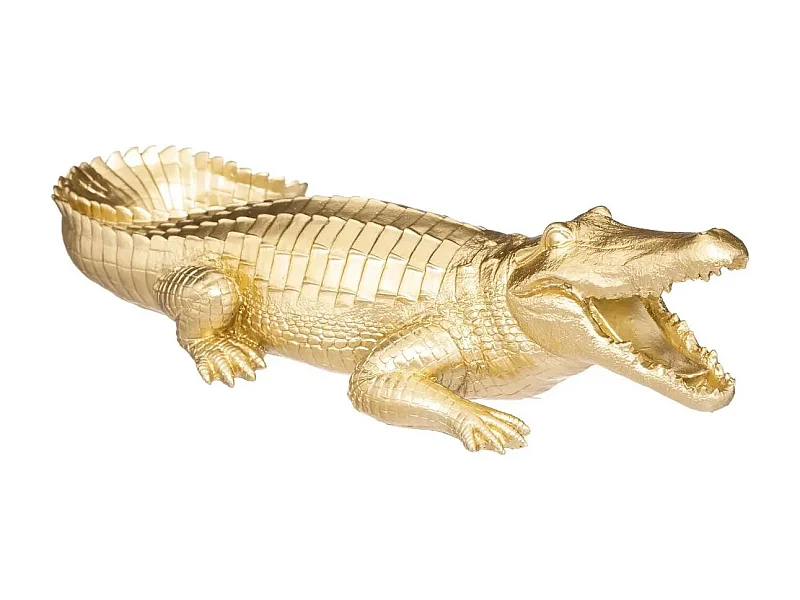 Statuette Déco "Crocodile Résine" 39cm Or