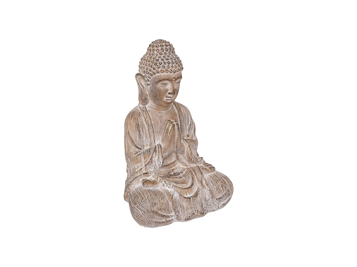 Statuette Déco Bouddha "Effet Bois" 45cm Lin