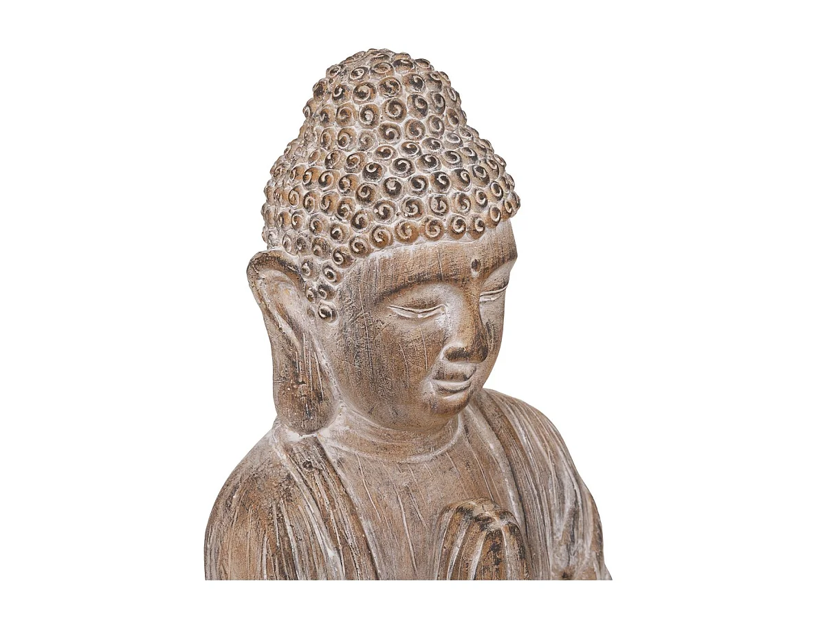 Statuette Déco Bouddha "Effet Bois" 45cm Lin