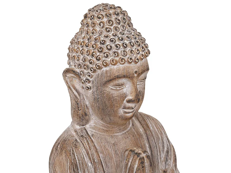 Statuette Déco Bouddha "Effet Bois" 45cm Lin