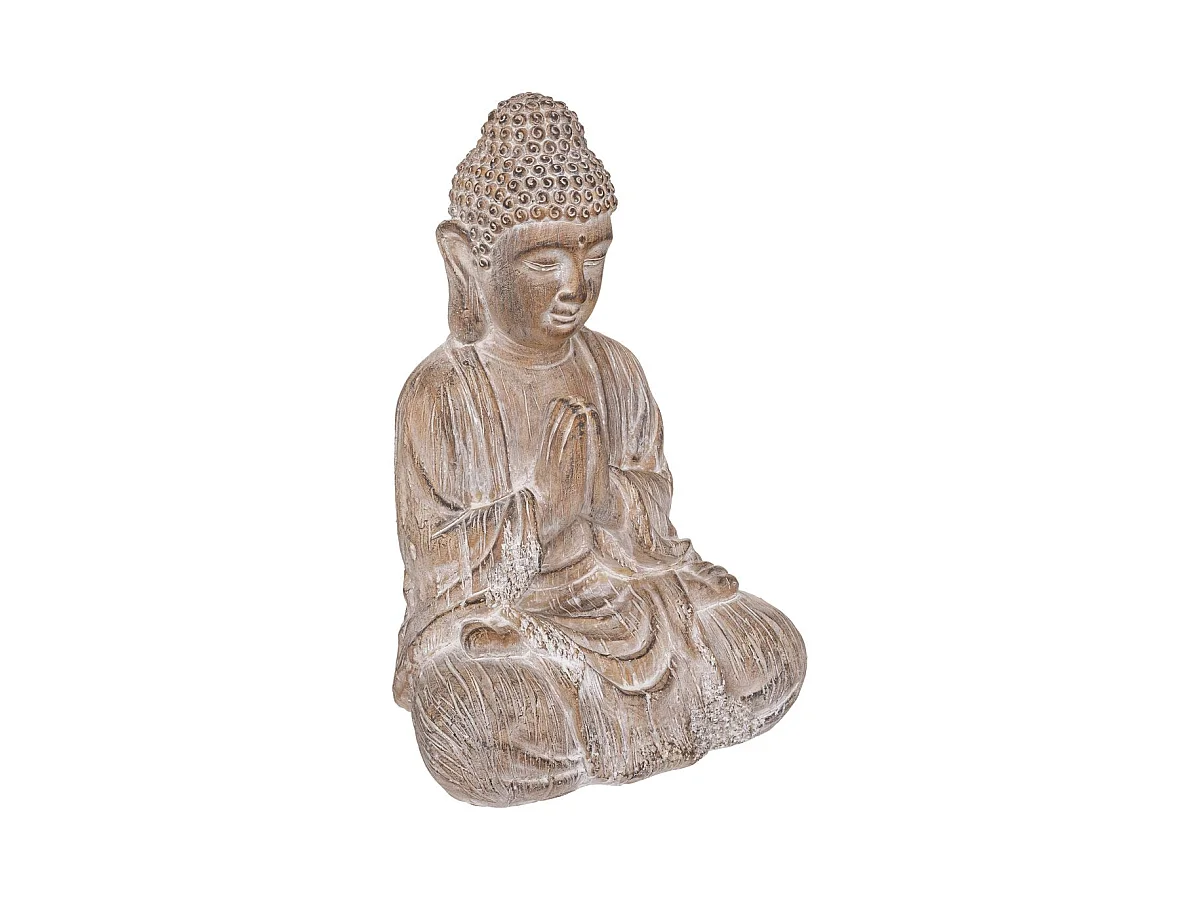 Statuette Déco Bouddha "Effet Bois" 45cm Lin