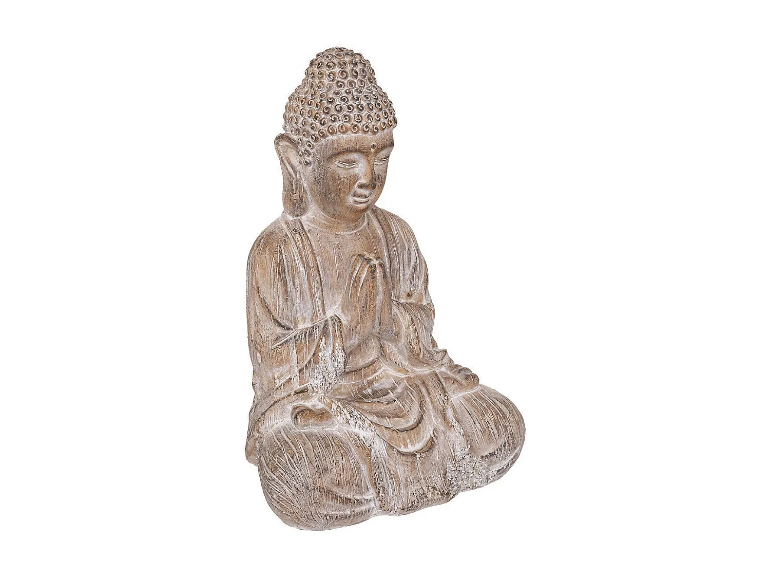 Statuette Déco Bouddha "Effet Bois" 45cm Lin