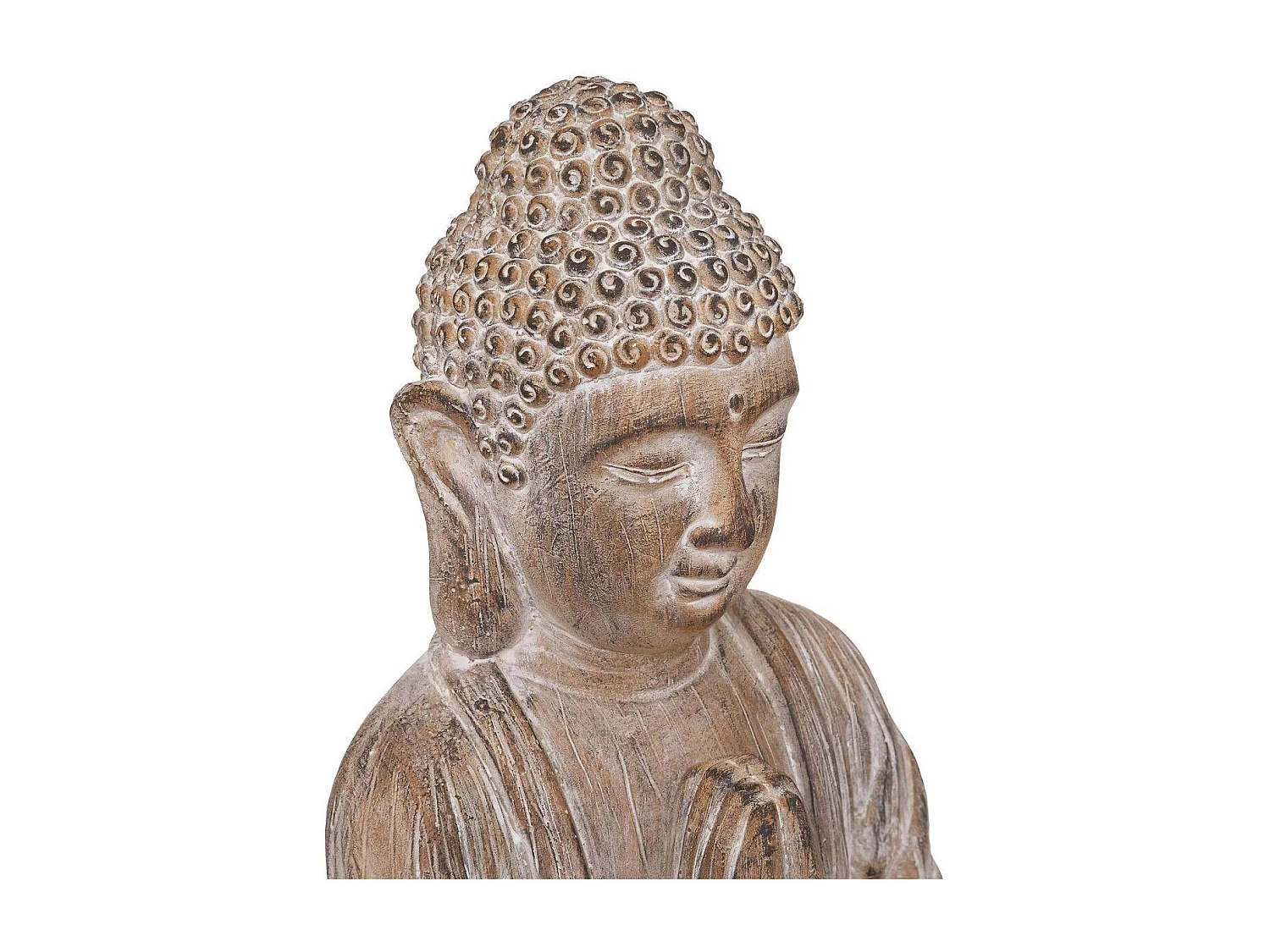 Statuette Déco Bouddha "Effet Bois" 45cm Lin
