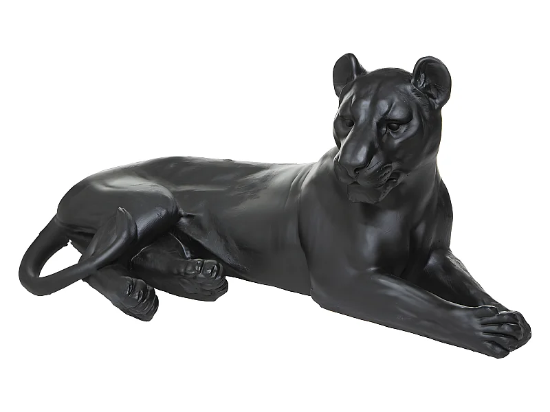 Statuette Déco "Léopard Couché" 80cm Noir