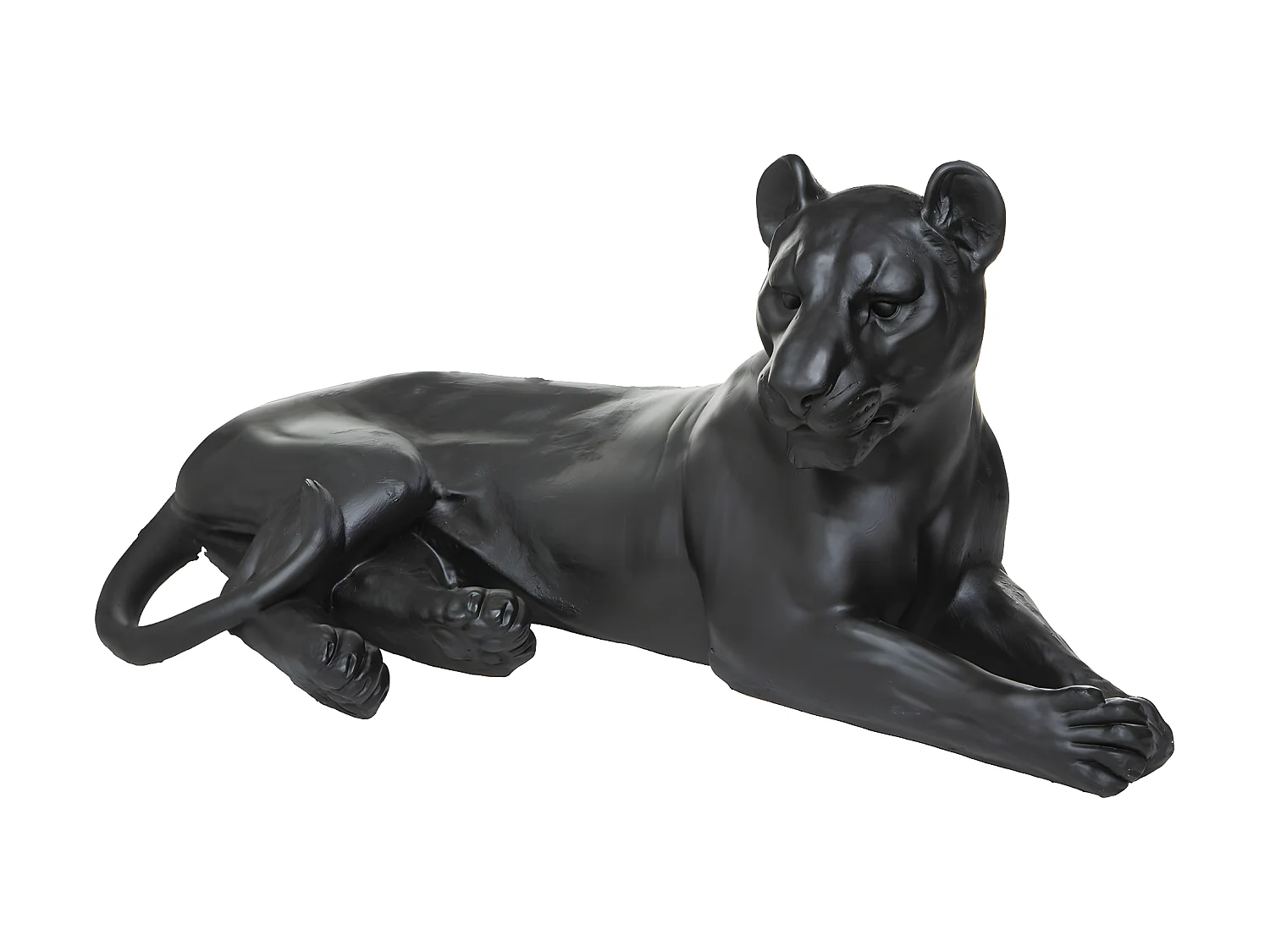 Statuette Déco "Léopard Couché" 80cm Noir