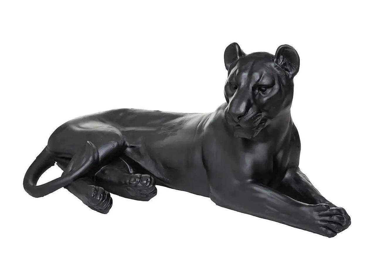 Statuette Déco "Léopard Couché" 80cm Noir