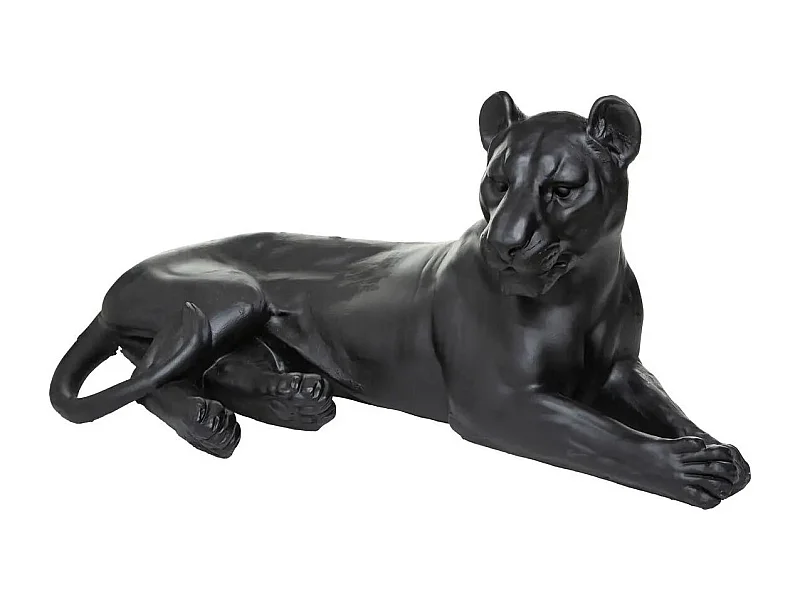 Statuette Déco "Léopard Couché" 80cm Noir