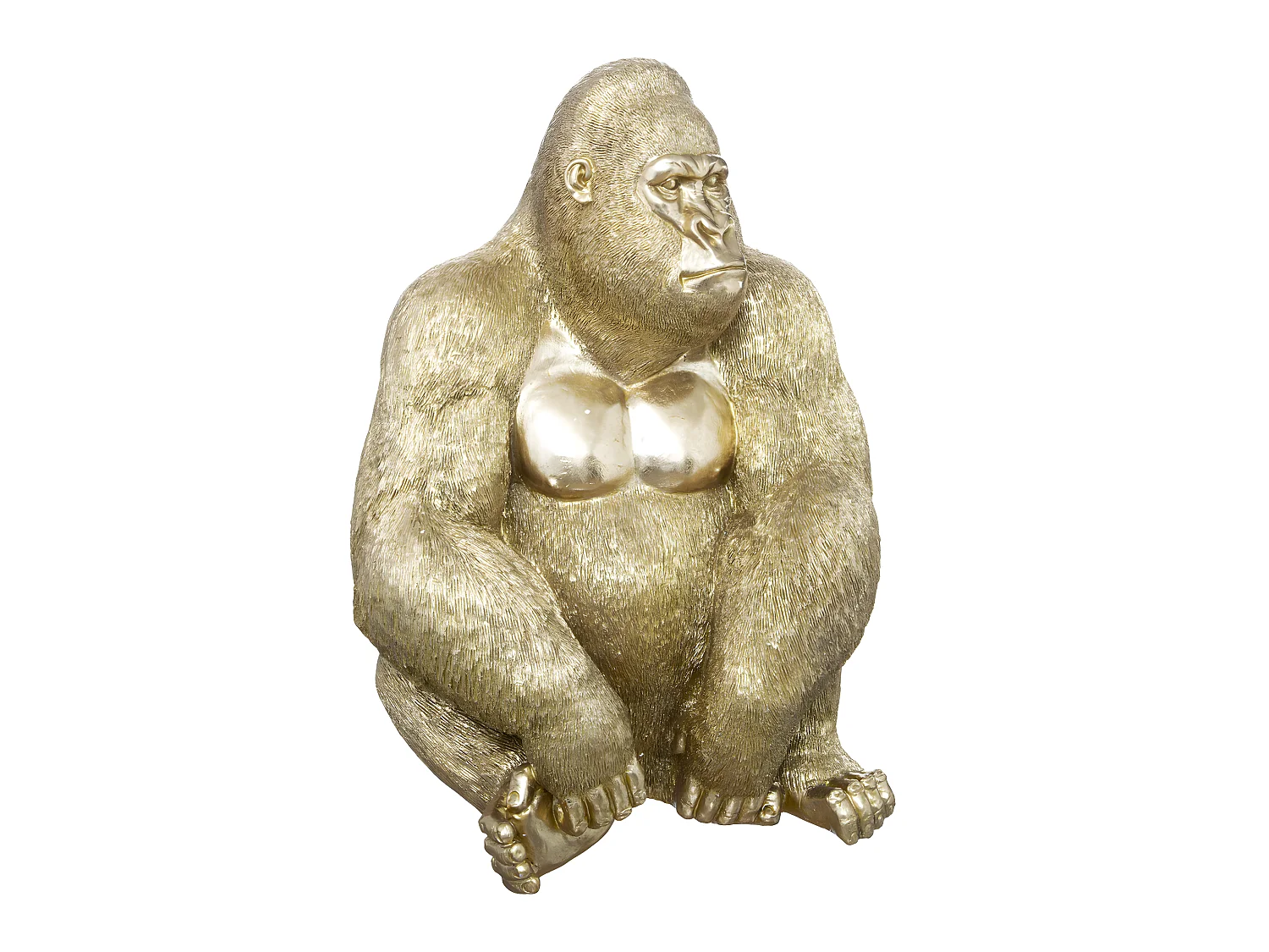Statuette Déco "Gorille Assis" 61cm Or