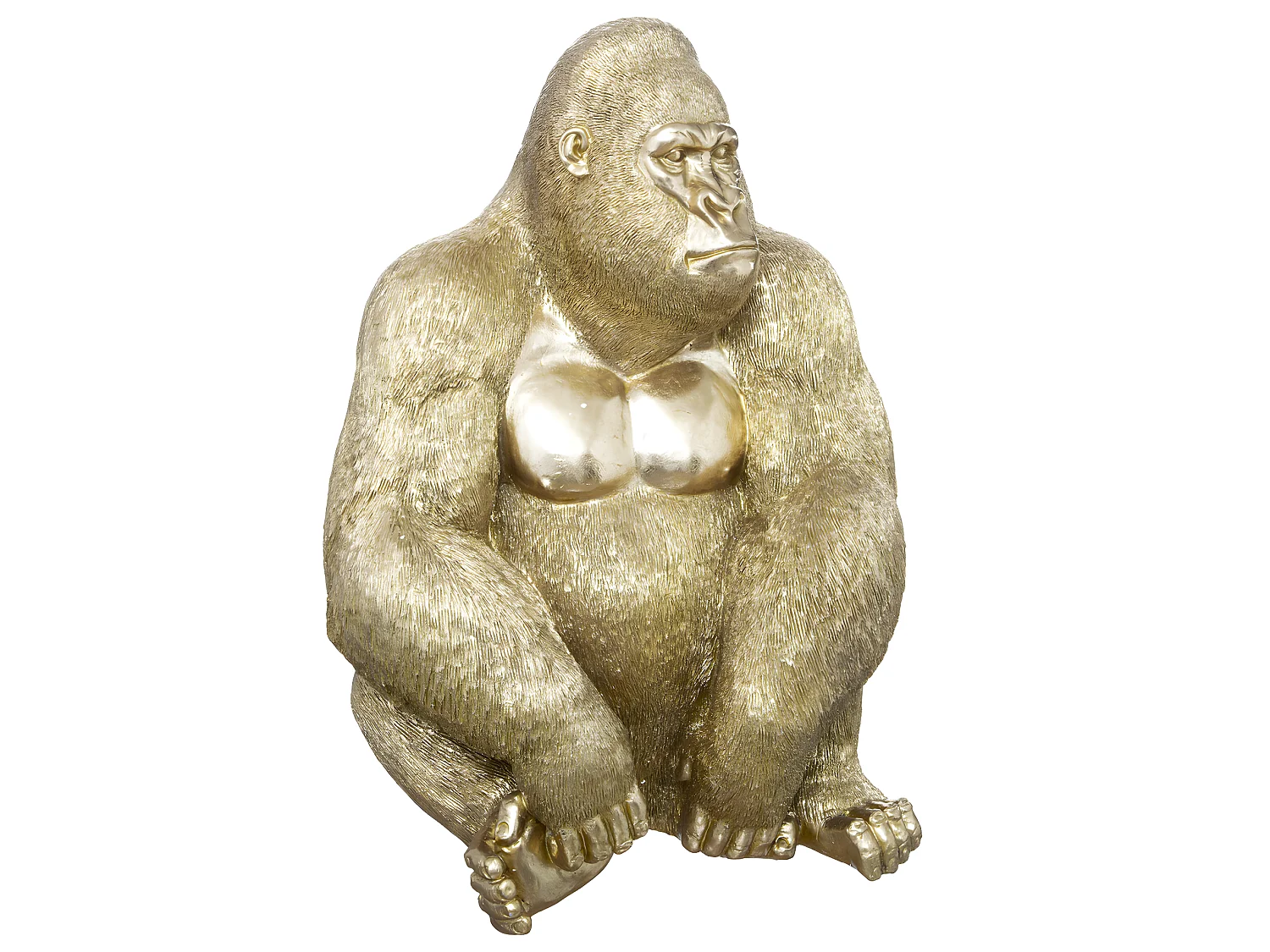 Statuette Déco "Gorille Assis" 61cm Or